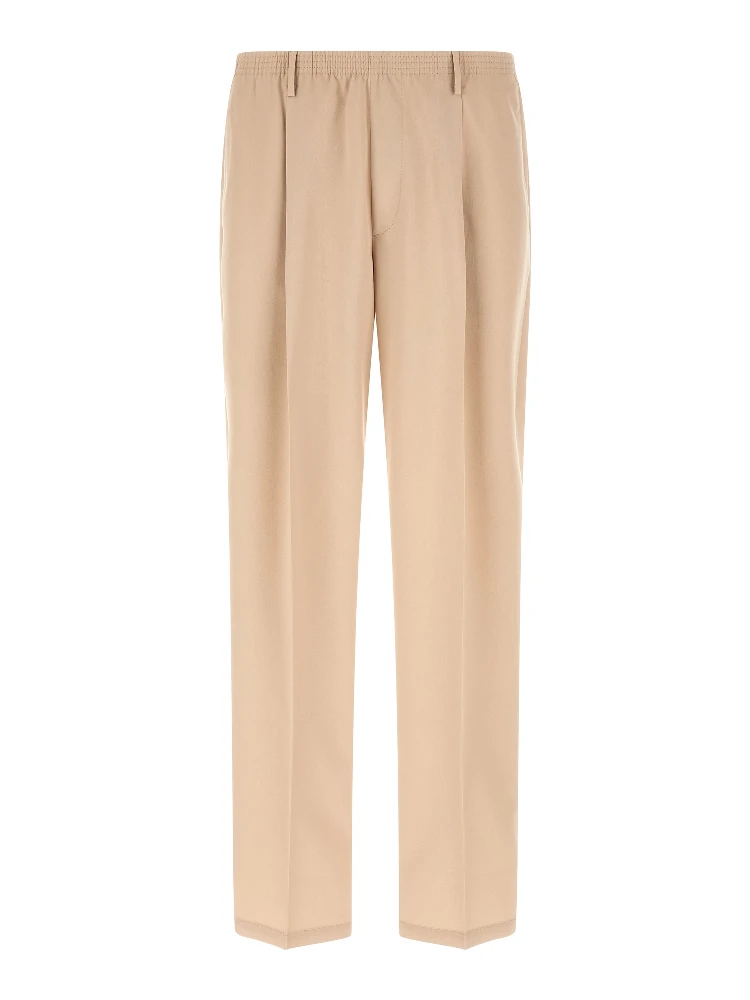 Beige Polyester Casual Pants