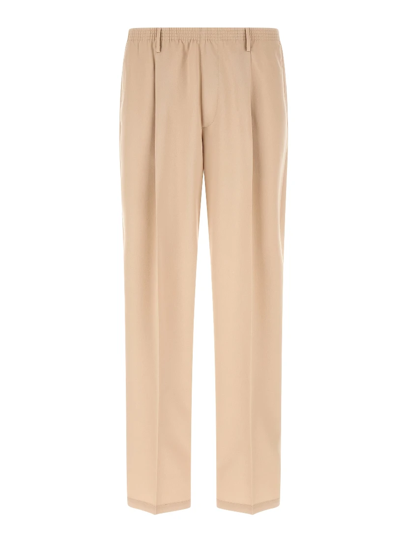 Beige Polyester Casual Pants
