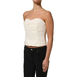 Off White Strapless Sweetheart Neck Top