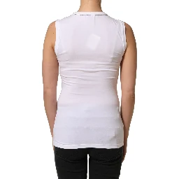White SleeveLess Crew Neck Tank Blouse Top