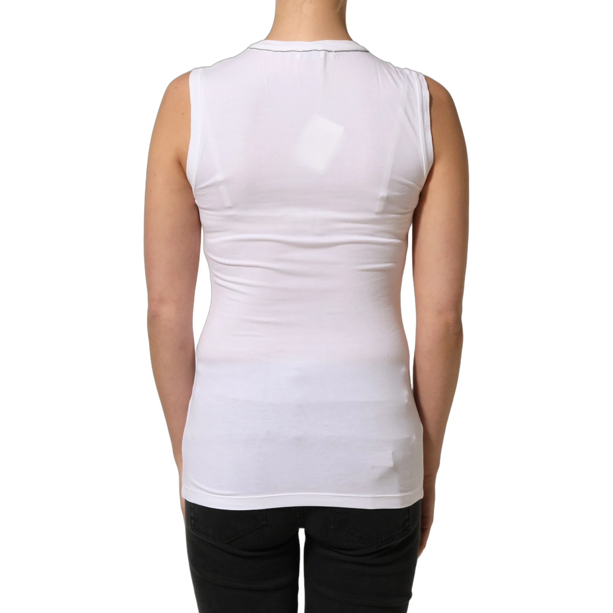 White SleeveLess Crew Neck Tank Blouse Top