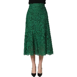 Green Lace High Waist Mermaid Midi Skirt