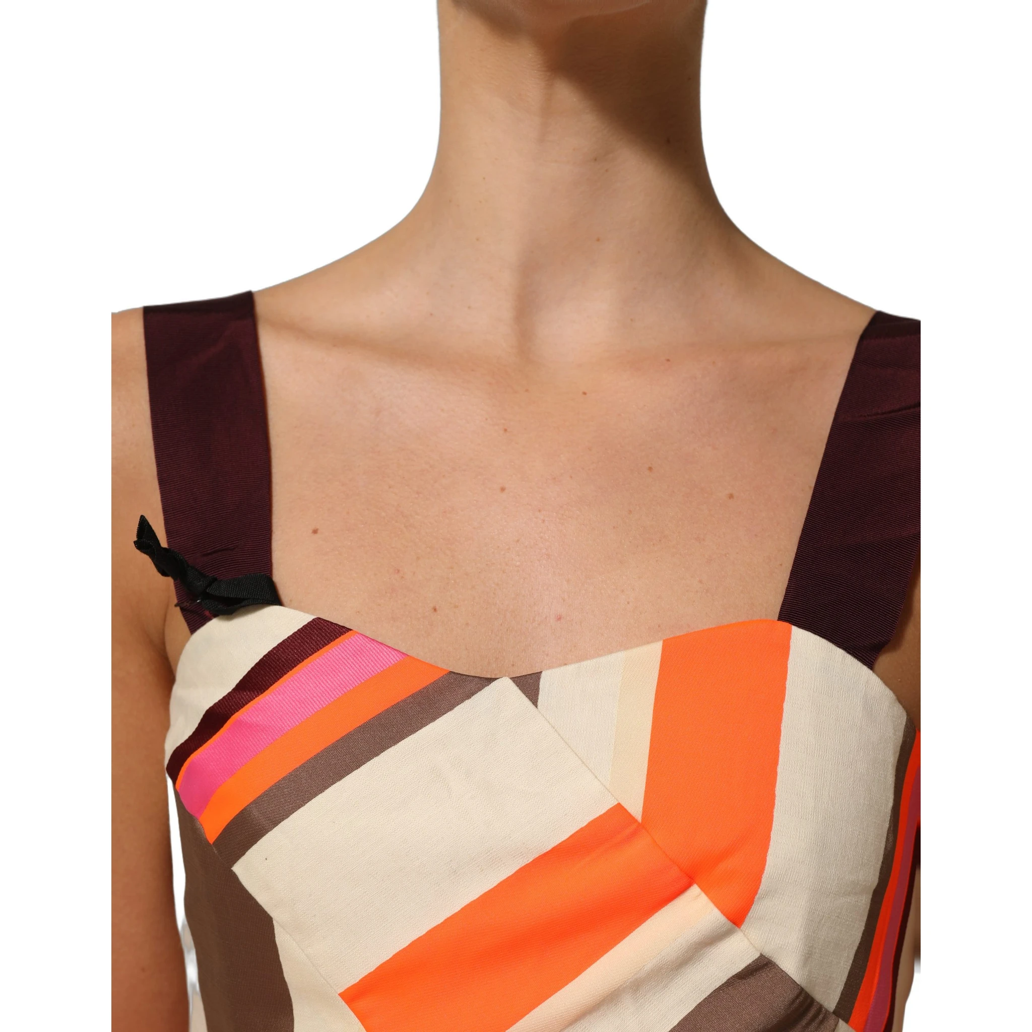 Multicolor Striped Cotton Sleeveless Draped Peplum Top