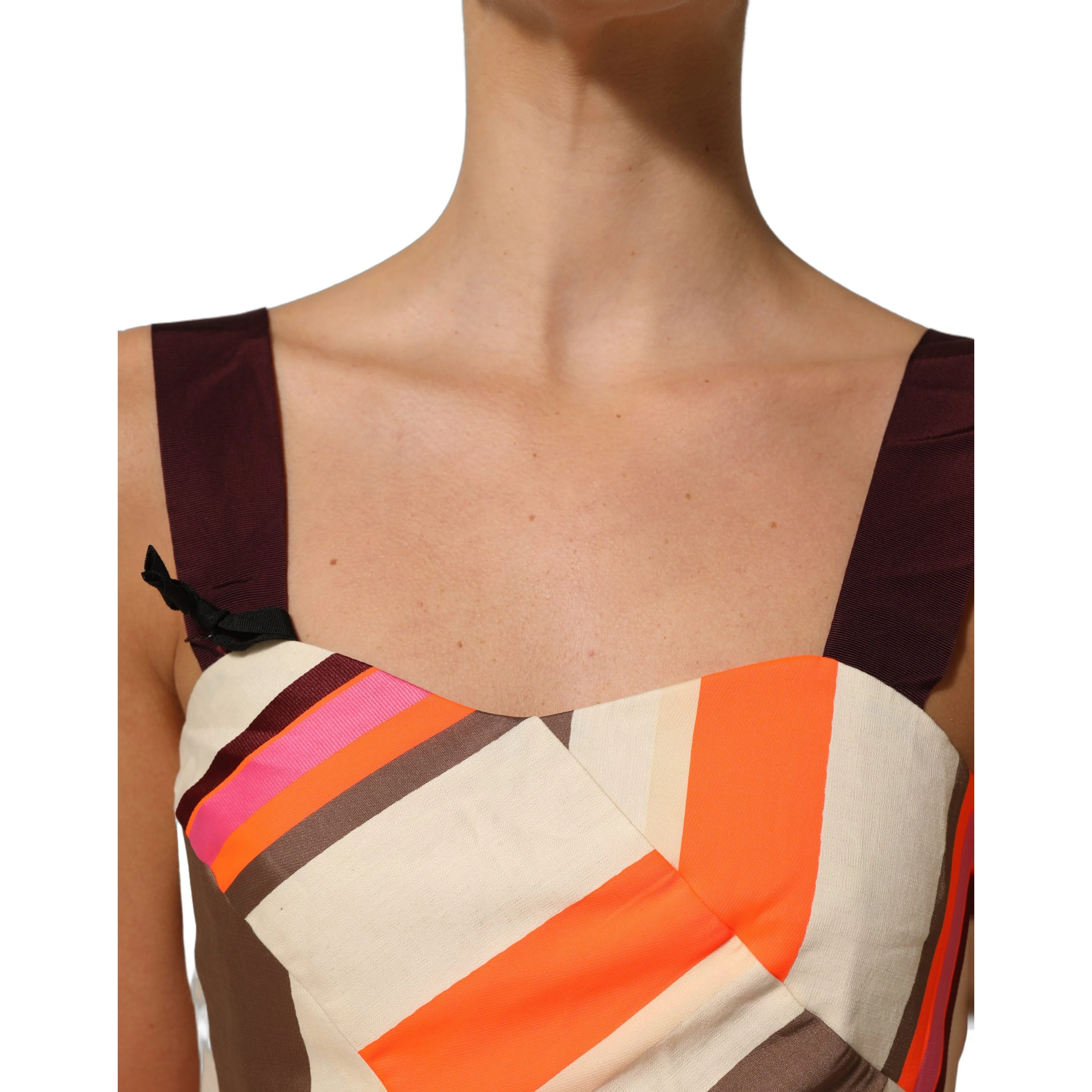 Multicolor Striped Cotton Sleeveless Draped Peplum Top