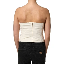 Off White Strapless Sweetheart Neck Top