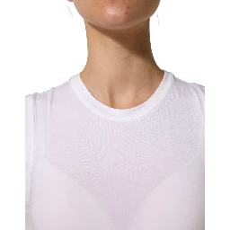 White SleeveLess Crew Neck Tank Blouse Top