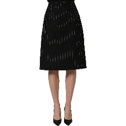 Black Pinstriped HighWaist Pencil Cut Skirt