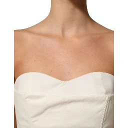 Off White Strapless Sweetheart Neck Top