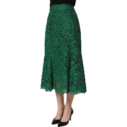 Green Lace High Waist Mermaid Midi Skirt