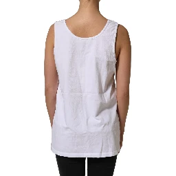White Cotton Round Neck Sleeveless Tank Top