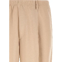 Beige Polyester Casual Pants