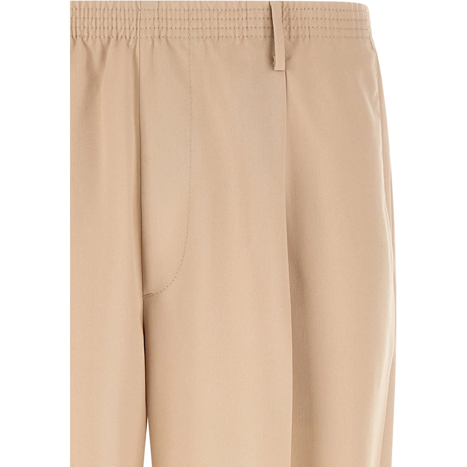 Beige Polyester Casual Pants