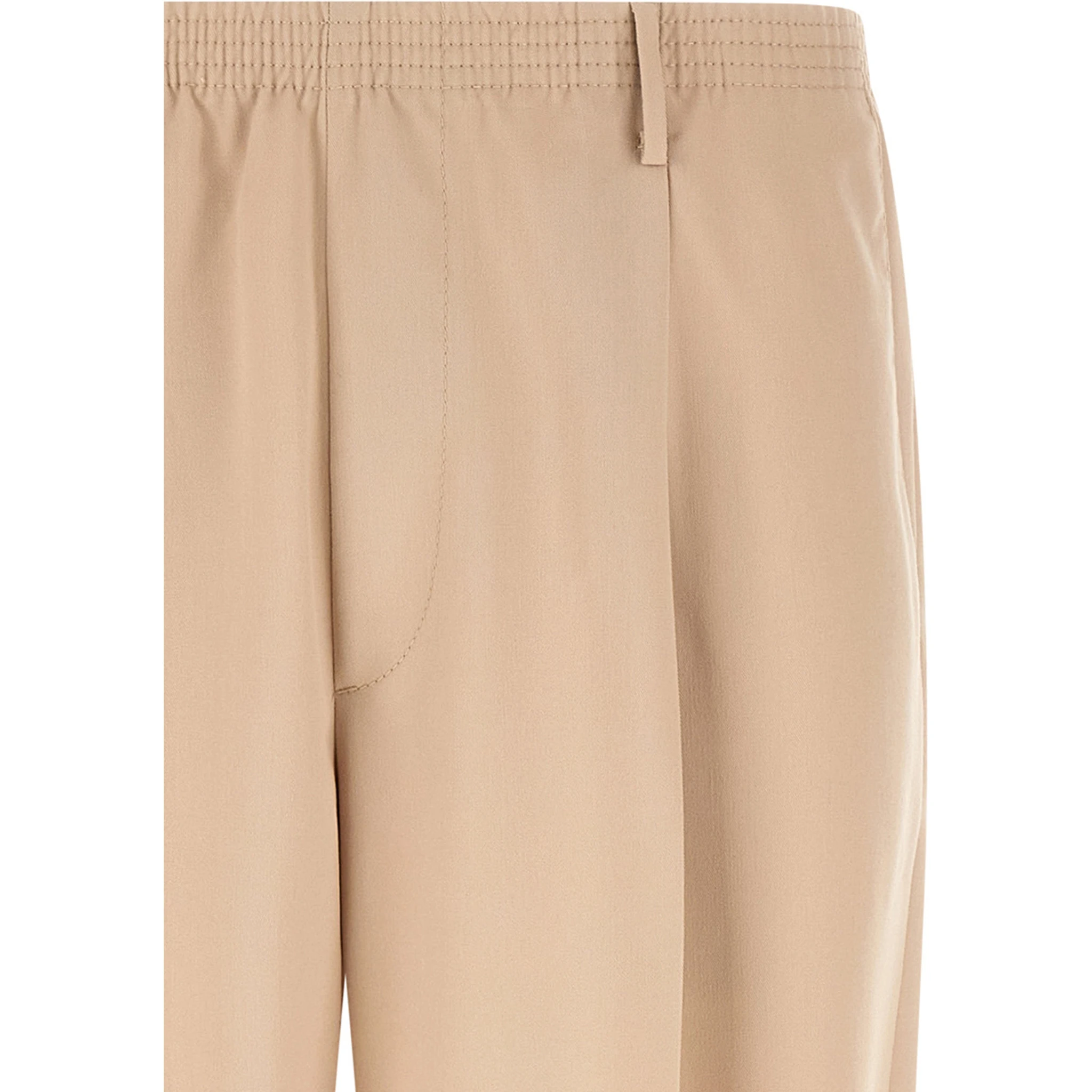 Beige Polyester Casual Pants