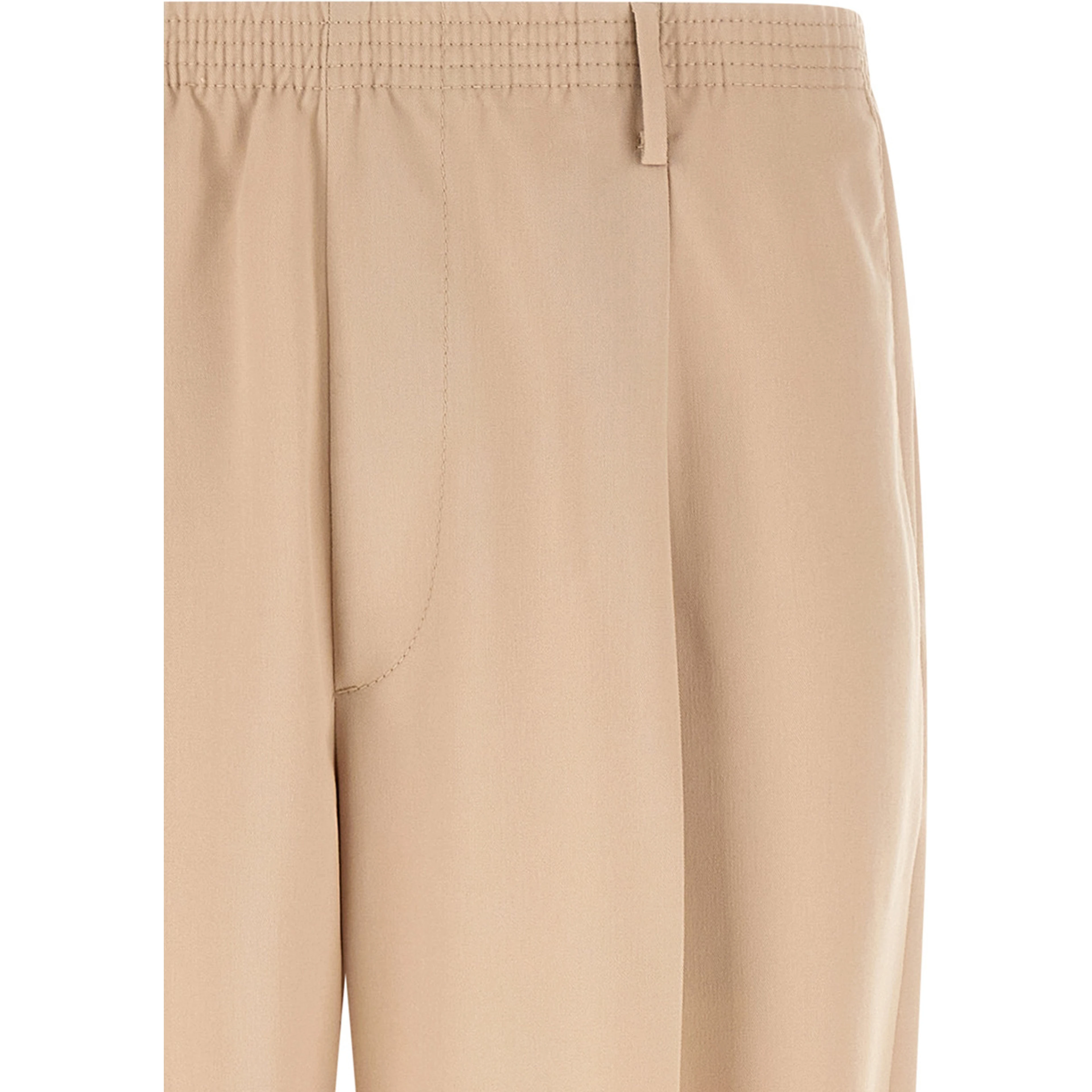 Beige Polyester Casual Pants