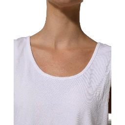 White Cotton Round Neck Sleeveless Tank Top
