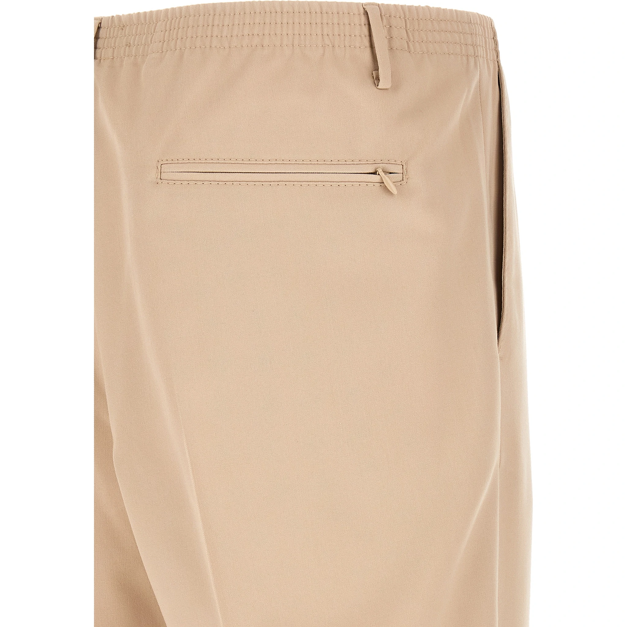 Beige Polyester Casual Pants