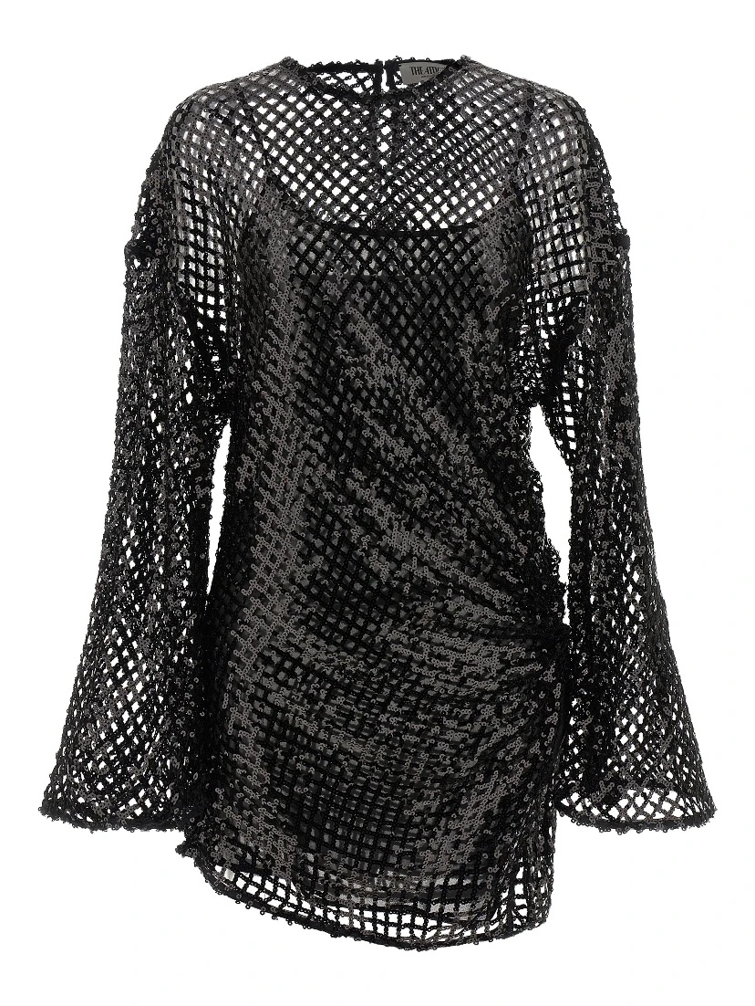 Black Polyester Short Dress