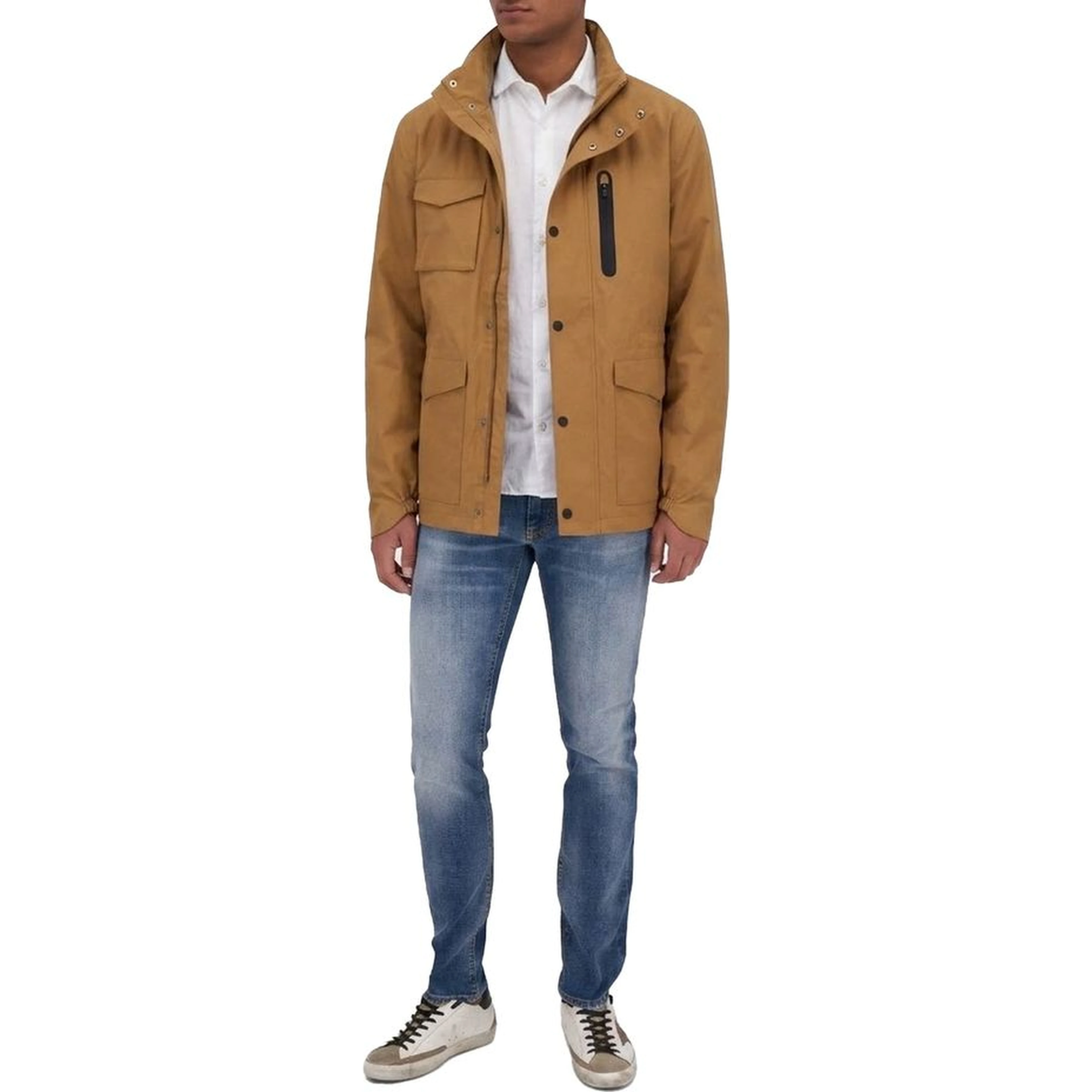 Brown Polyester Shell Jacket