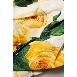 White Rose Print HighWaist Sheath Mini Skirt