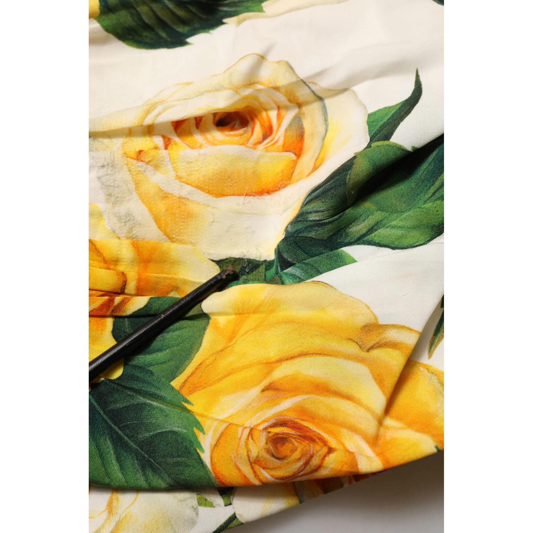 White Rose Print HighWaist Sheath Mini Skirt