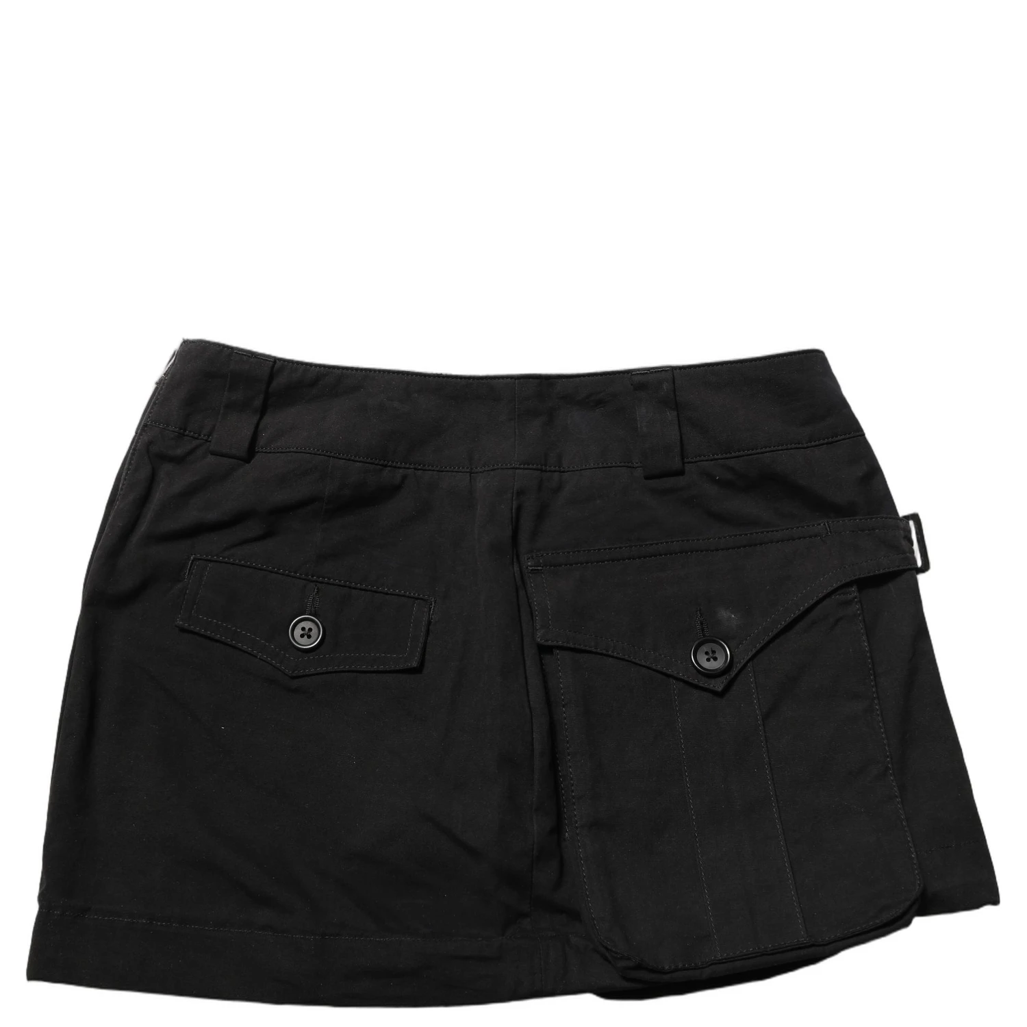 Black Cotton Mid Waist A-line Mini Skirt