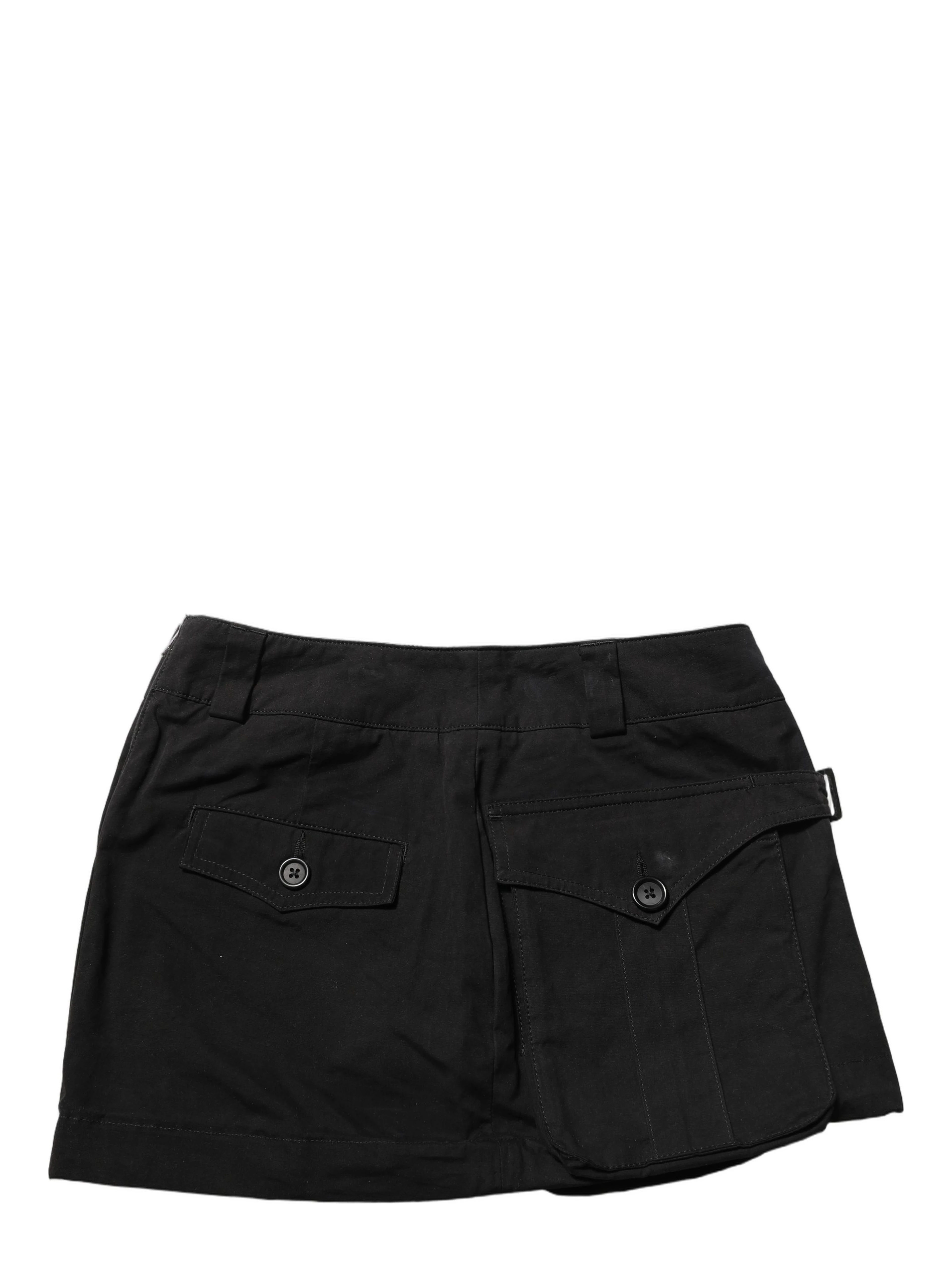 Black Cotton Mid Waist A-line Mini Skirt