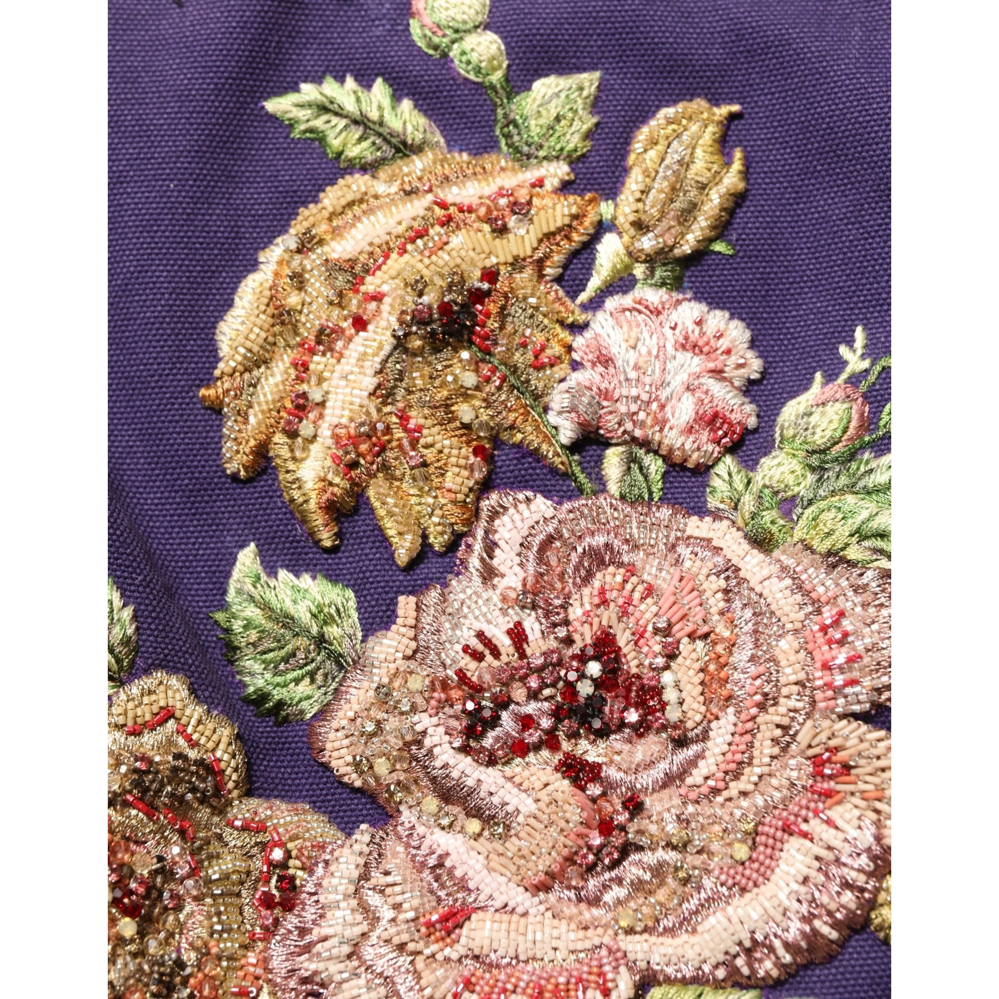 Purple Floral Embellsihed MidWaist Mini Skirt