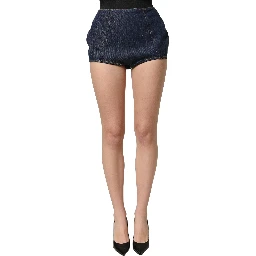 Blue Cotton High Waist Denim Hotpants Shorts