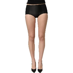 Black Low Waist Satin Culotte Hotpants Shorts