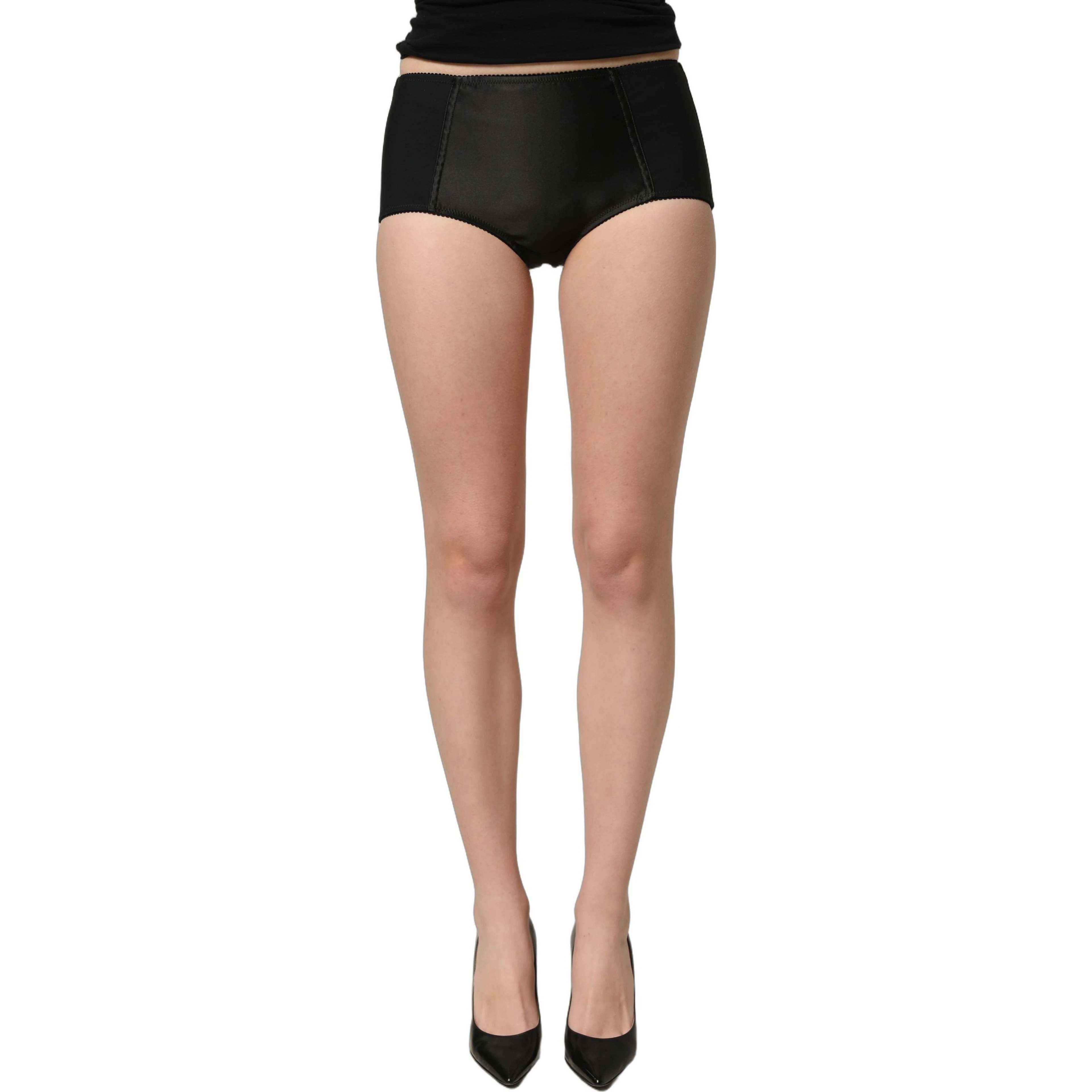 Black Low Waist Satin Culotte Hotpants Shorts