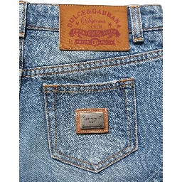 Blue Cotton High Waist Denim Hotpants Shorts