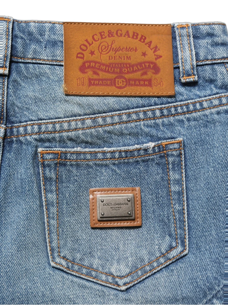 Blue Cotton High Waist Denim Hotpants Shorts
