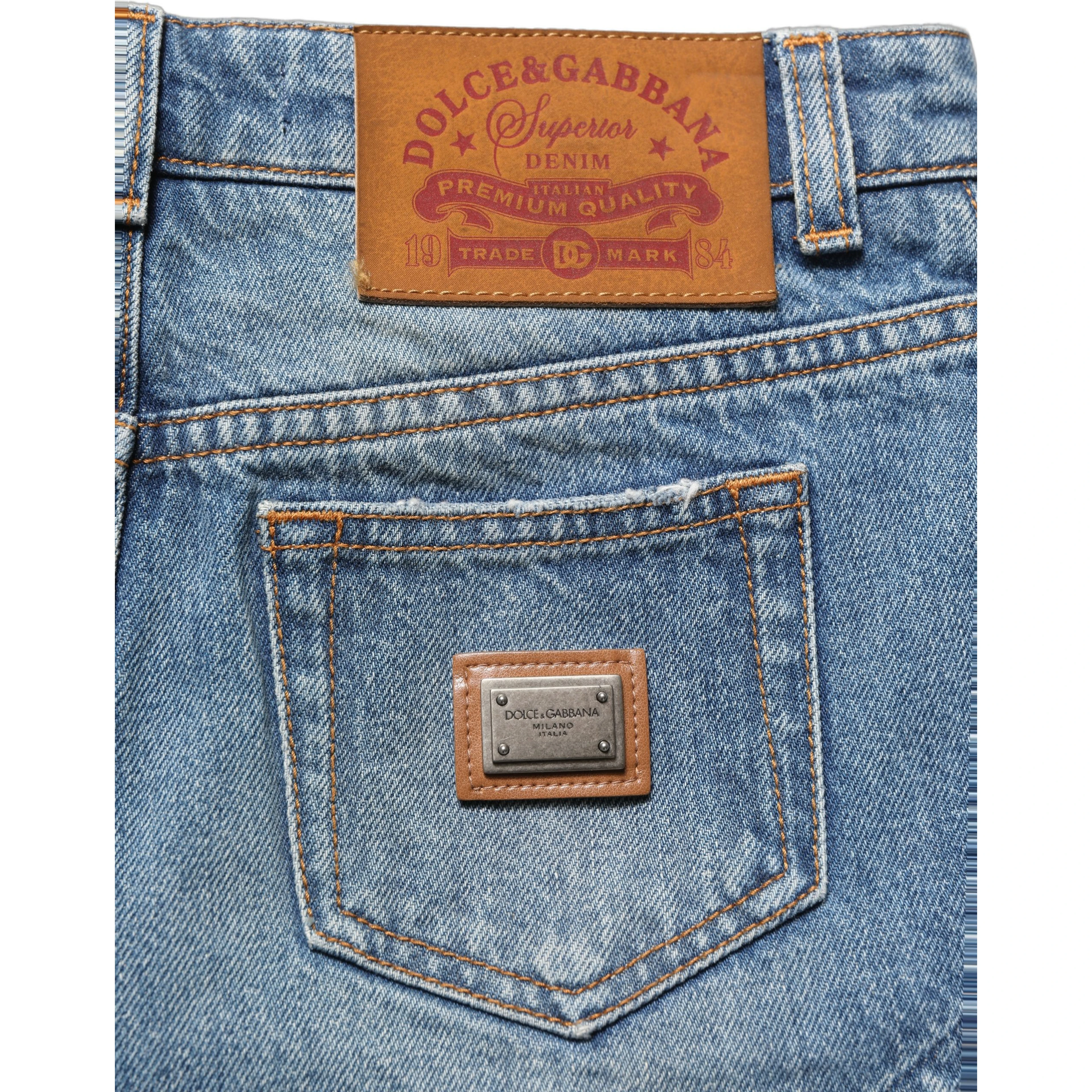 Blue Cotton High Waist Denim Hotpants Shorts