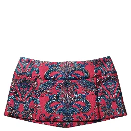 Multicolor Floral Jacquard MidWaist Mini Skirt