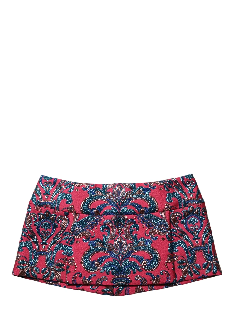Multicolor Floral Jacquard MidWaist Mini Skirt