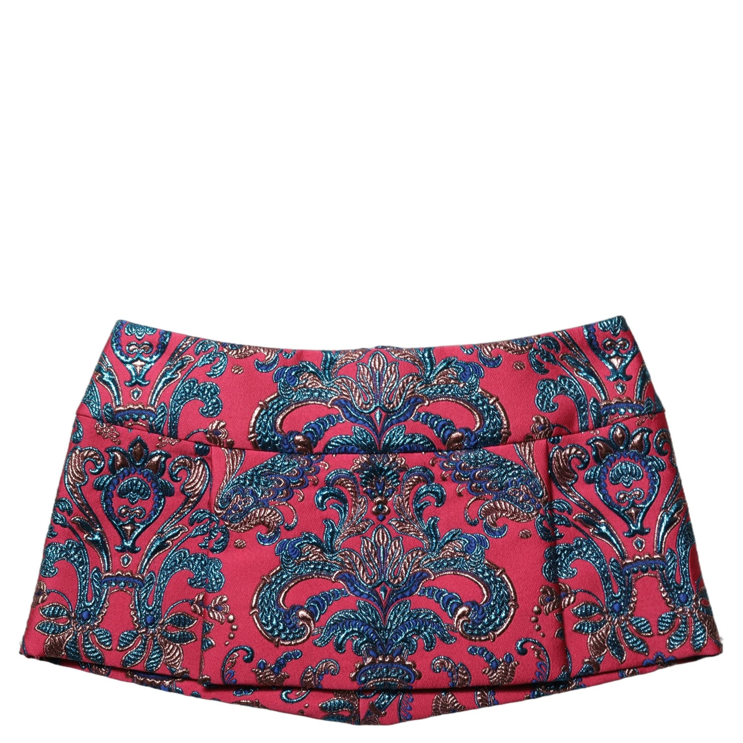 Multicolor Floral Jacquard MidWaist Mini Skirt