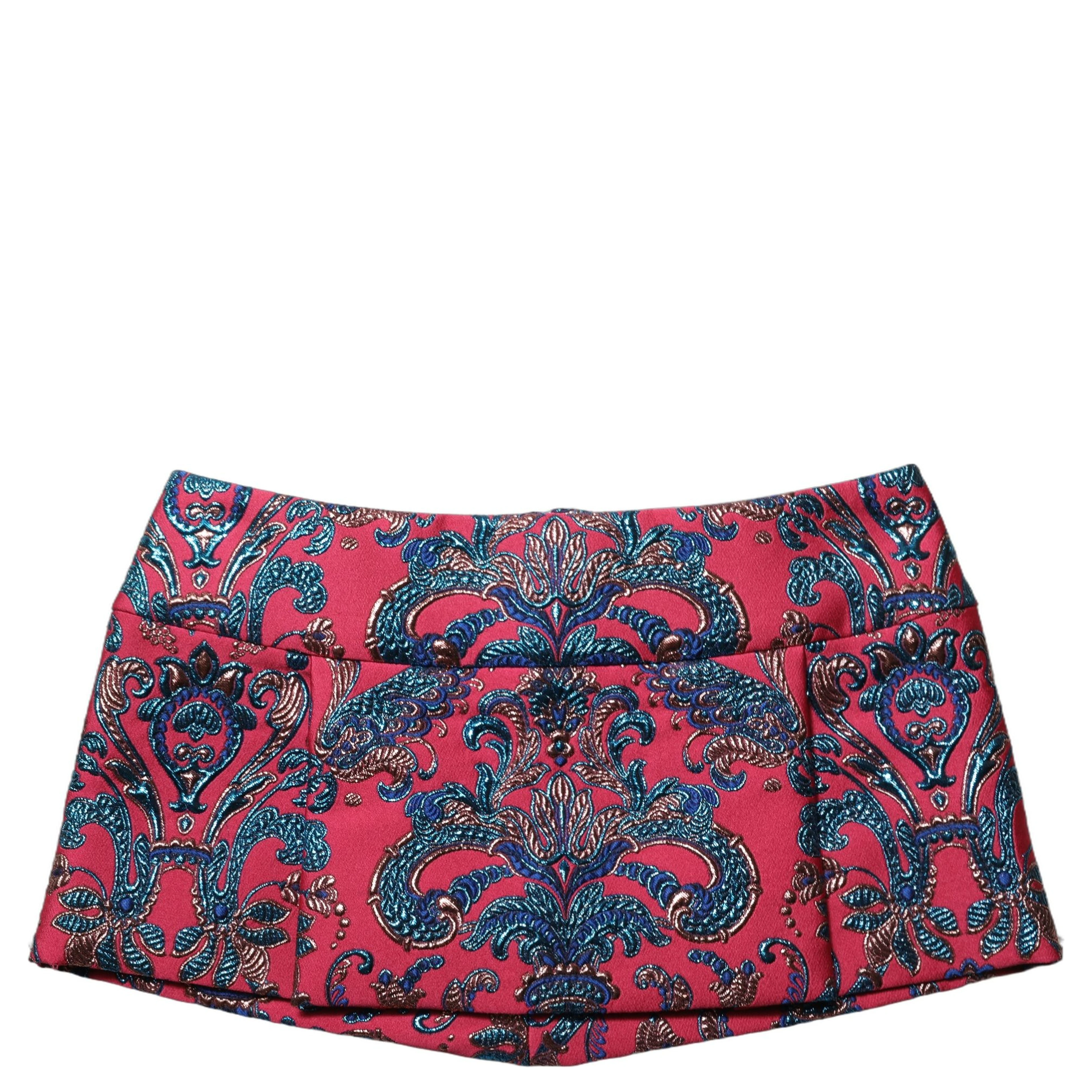 Multicolor Floral Jacquard MidWaist Mini Skirt
