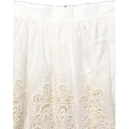White Floral Embroidered A-line Mini Skirt