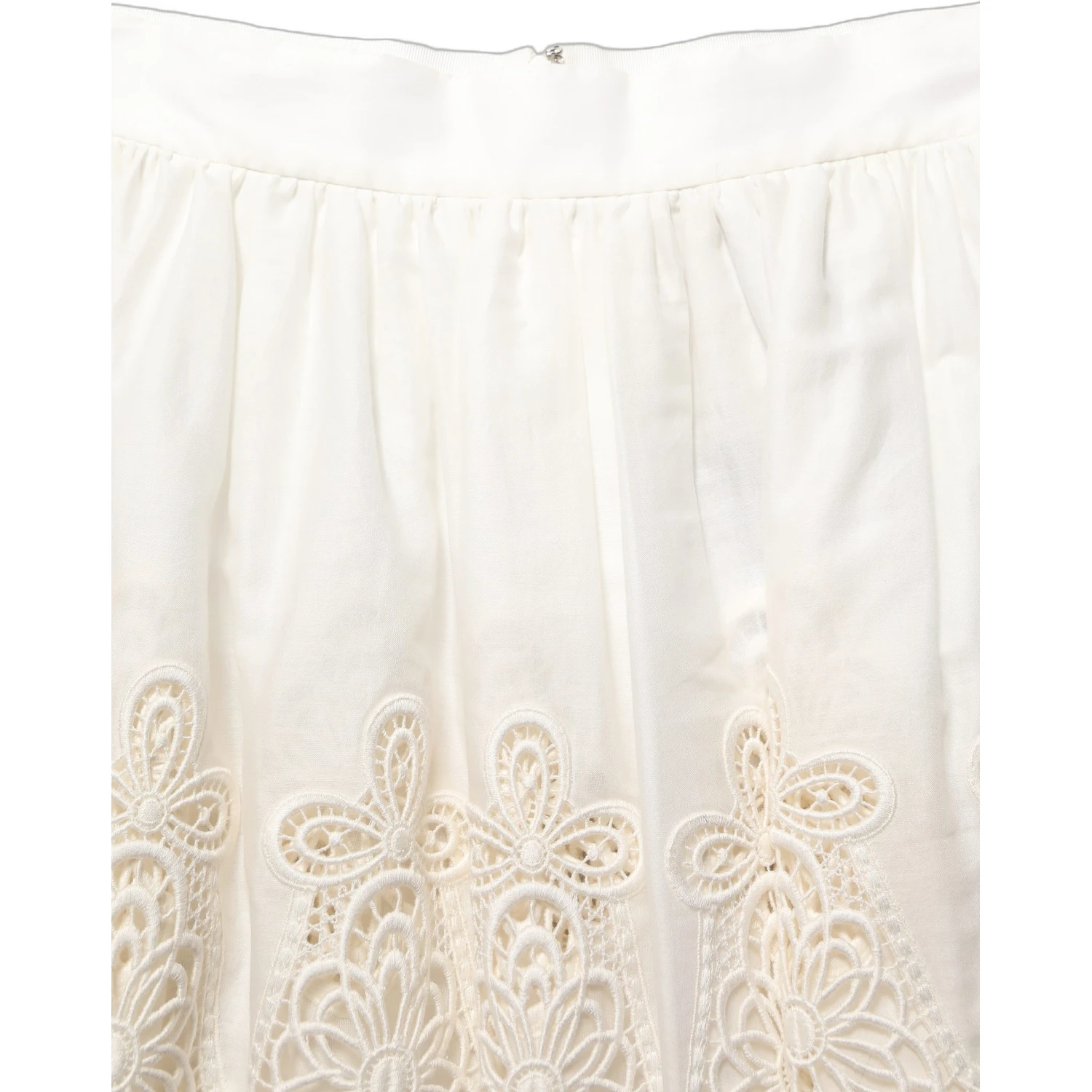 White Floral Embroidered A-line Mini Skirt