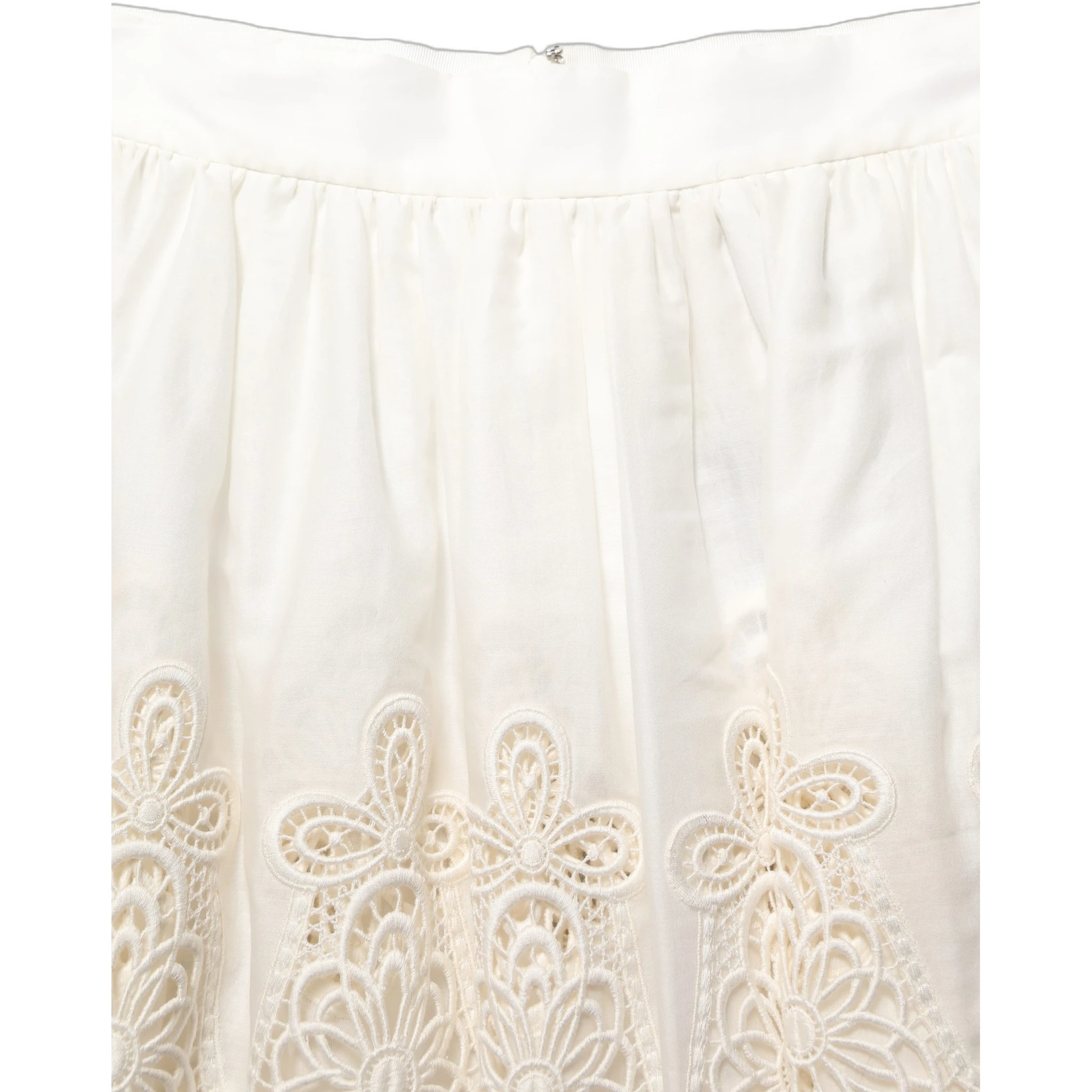 White Floral Embroidered A-line Mini Skirt