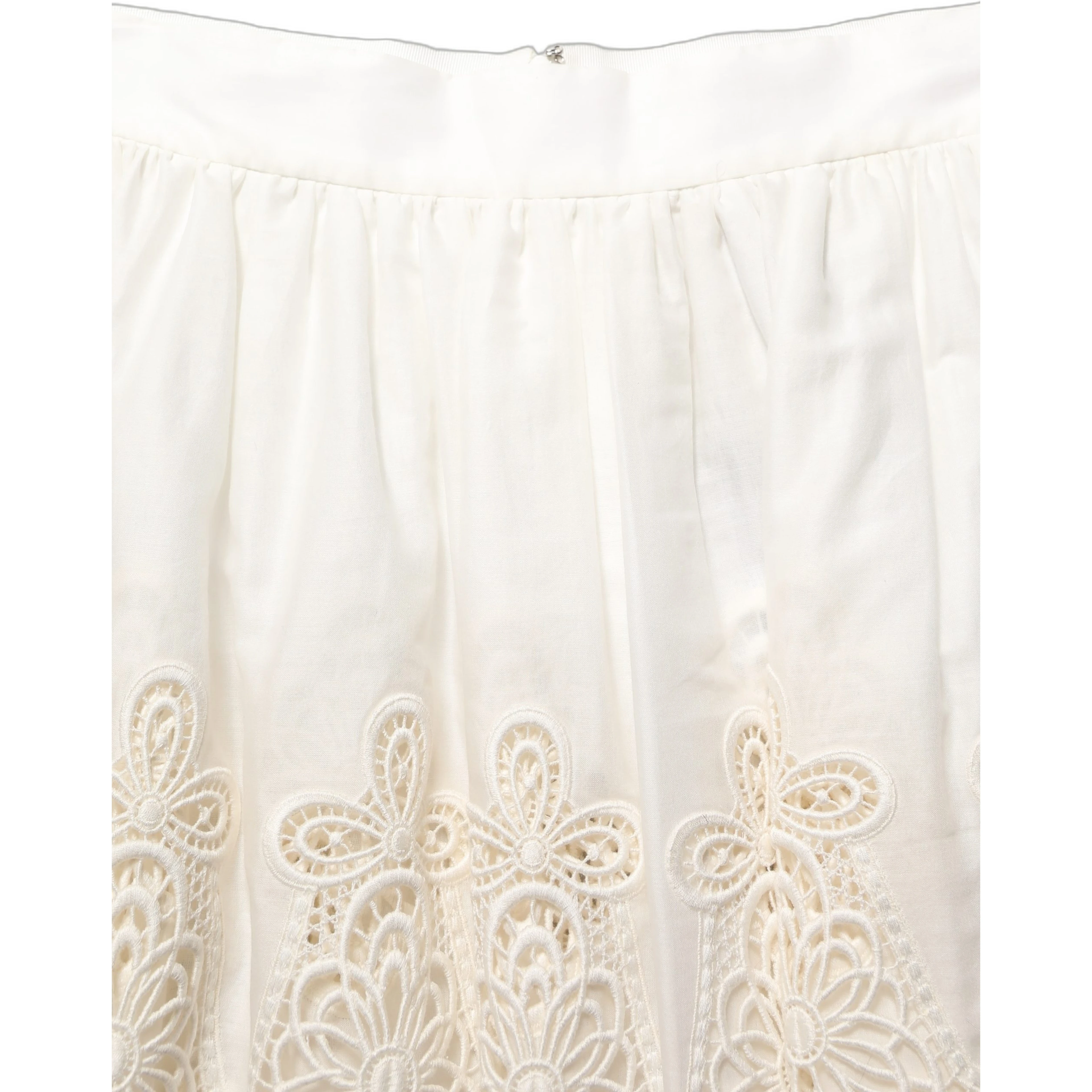 White Floral Embroidered A-line Mini Skirt