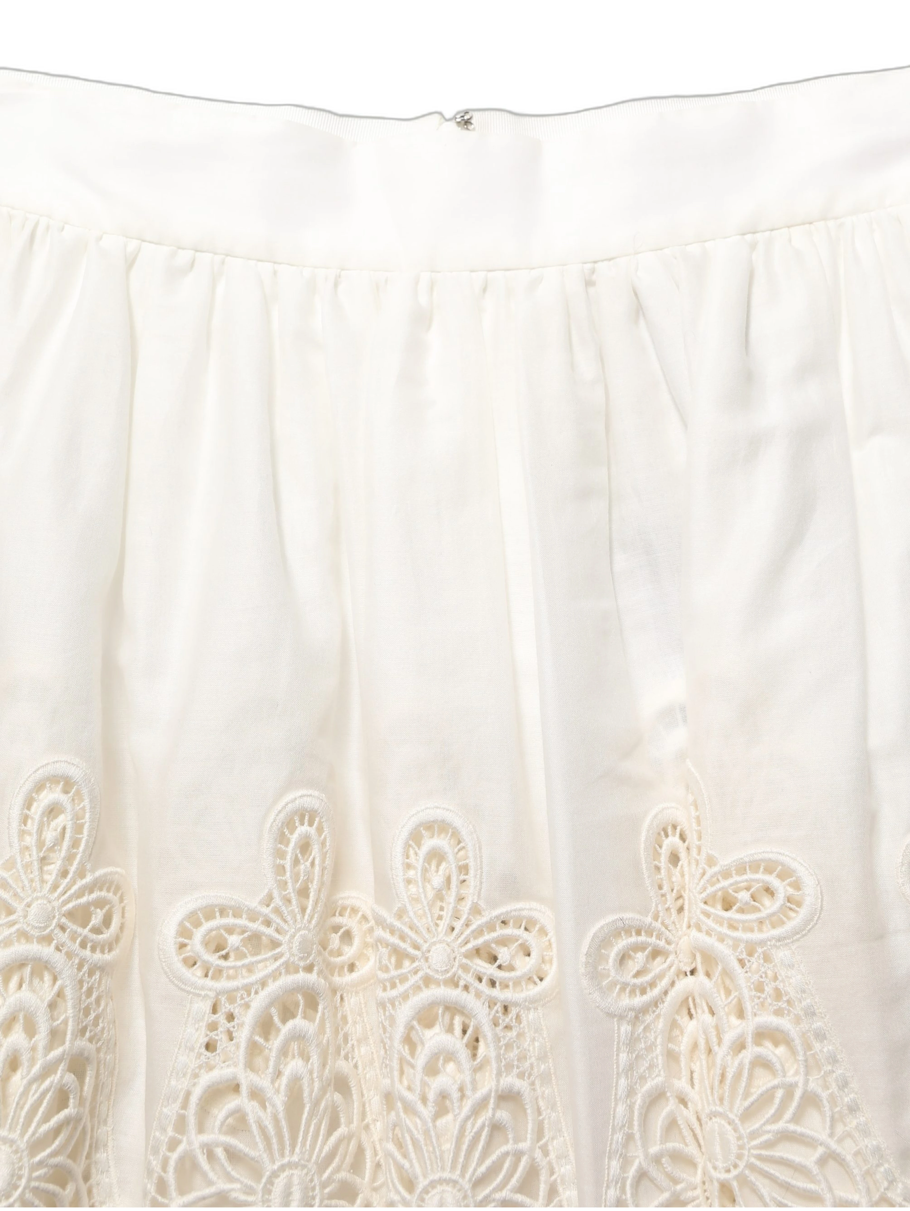 White Floral Embroidered A-line Mini Skirt