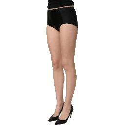 Black Low Waist Satin Culotte Hotpants Shorts