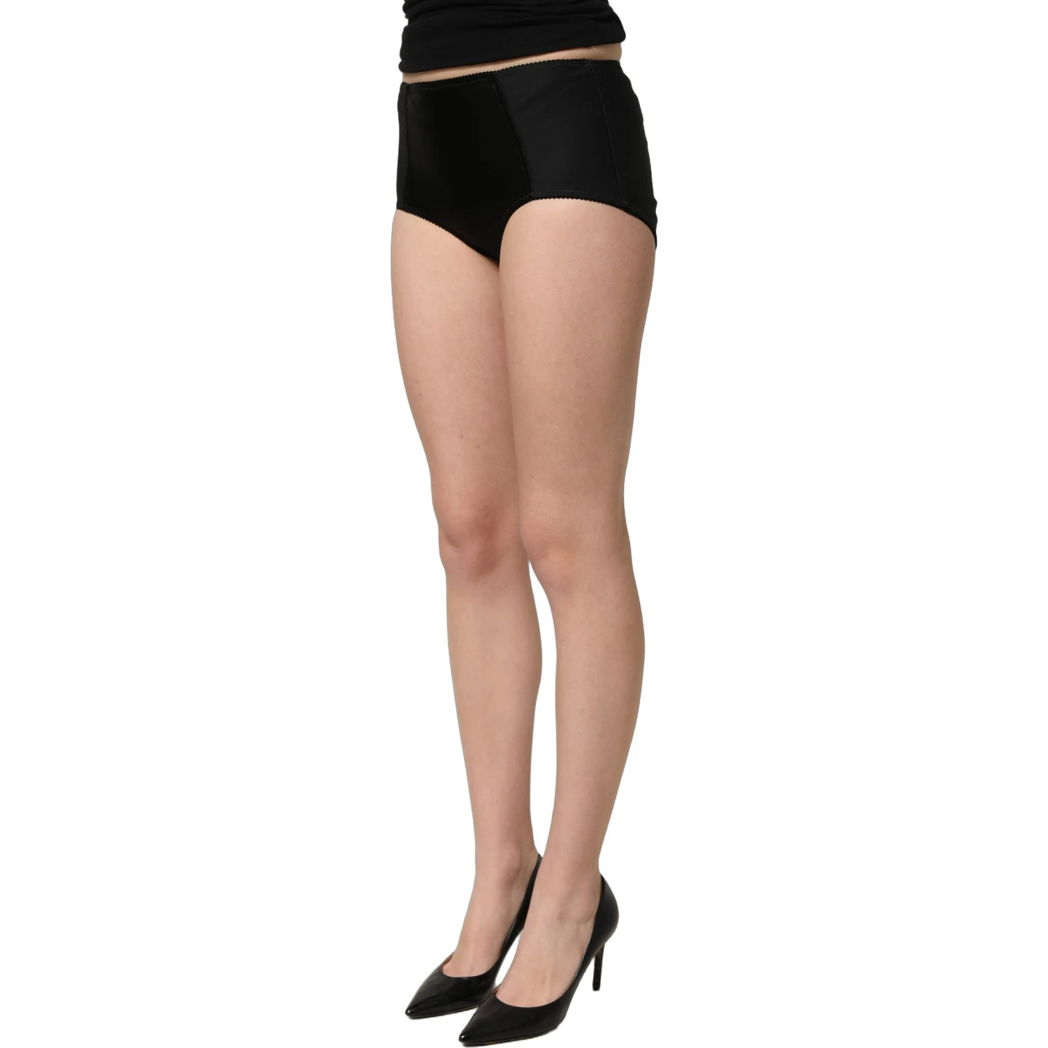 Black Low Waist Satin Culotte Hotpants Shorts