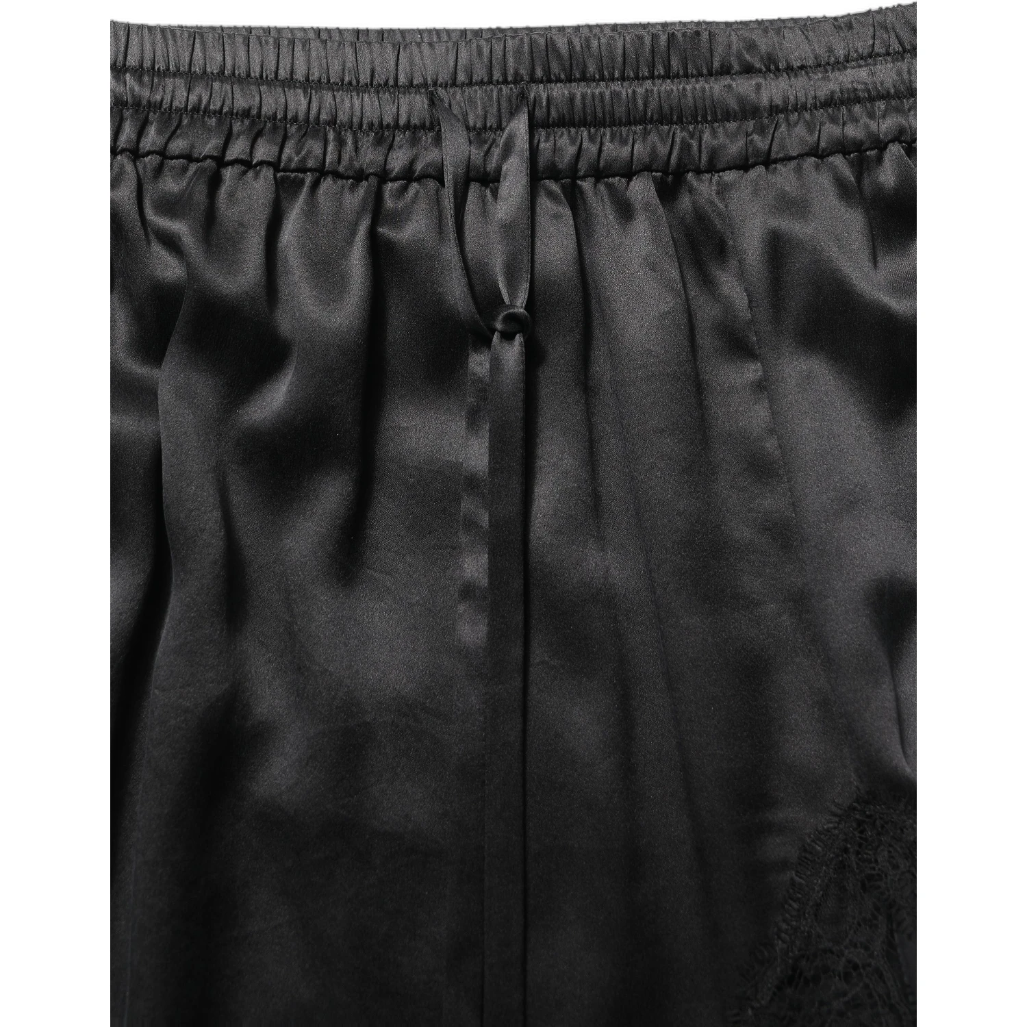 Black Lace Trimmed Satin Side Slit Skirt