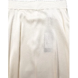 Off White Lace Trimmed Satin High Waist Skirt