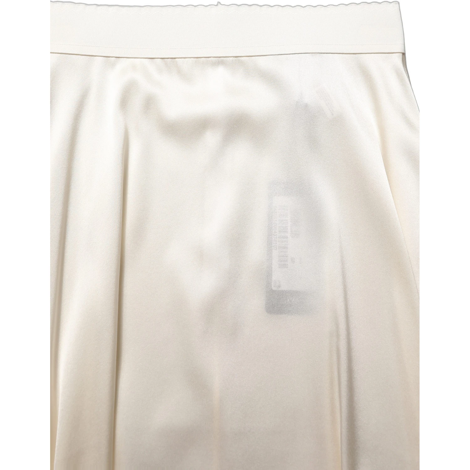 Off White Lace Trimmed Satin High Waist Skirt
