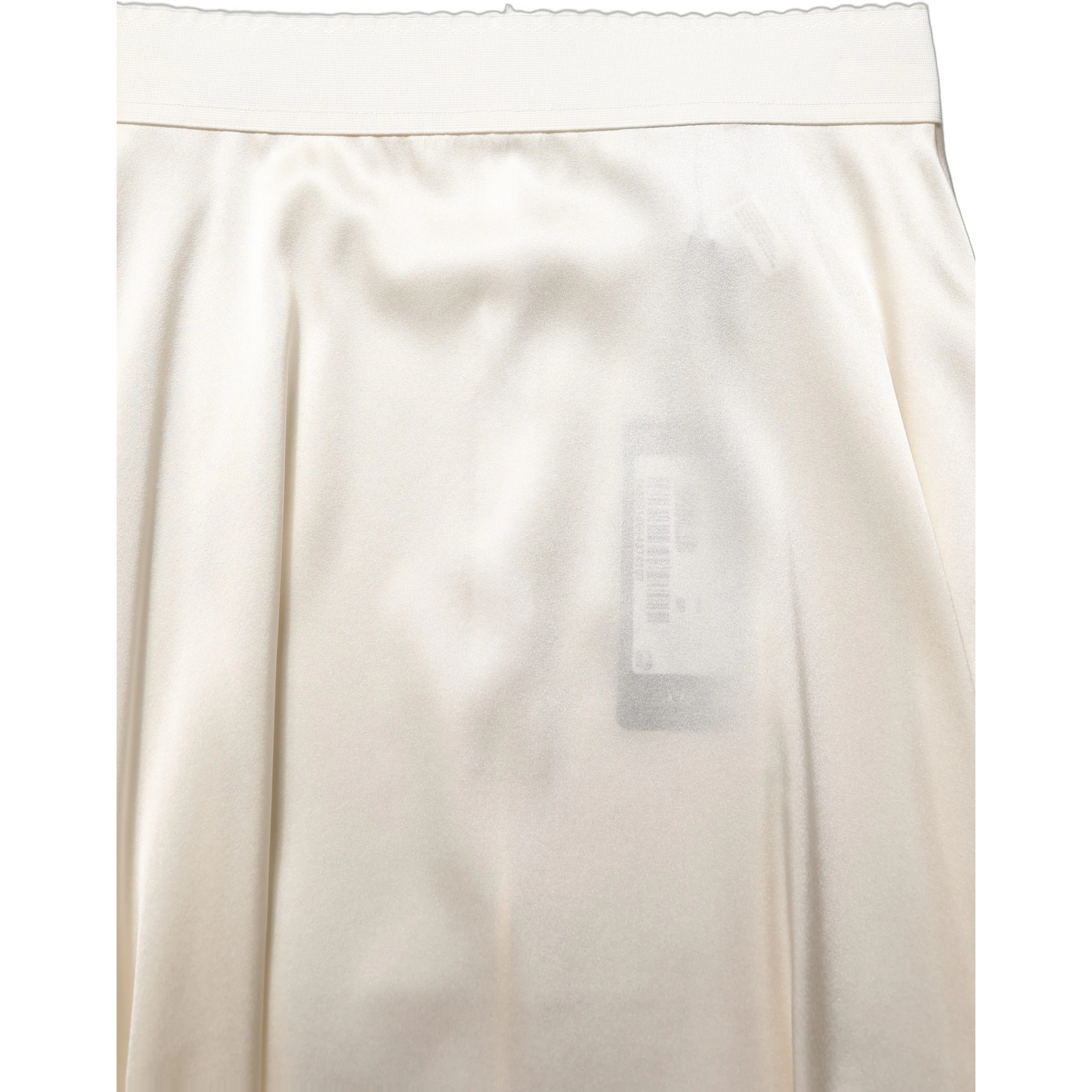 Off White Lace Trimmed Satin High Waist Skirt