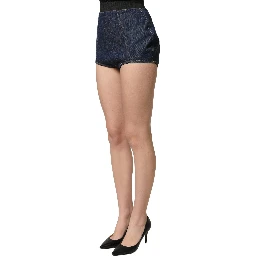 Blue Cotton High Waist Denim Hotpants Shorts
