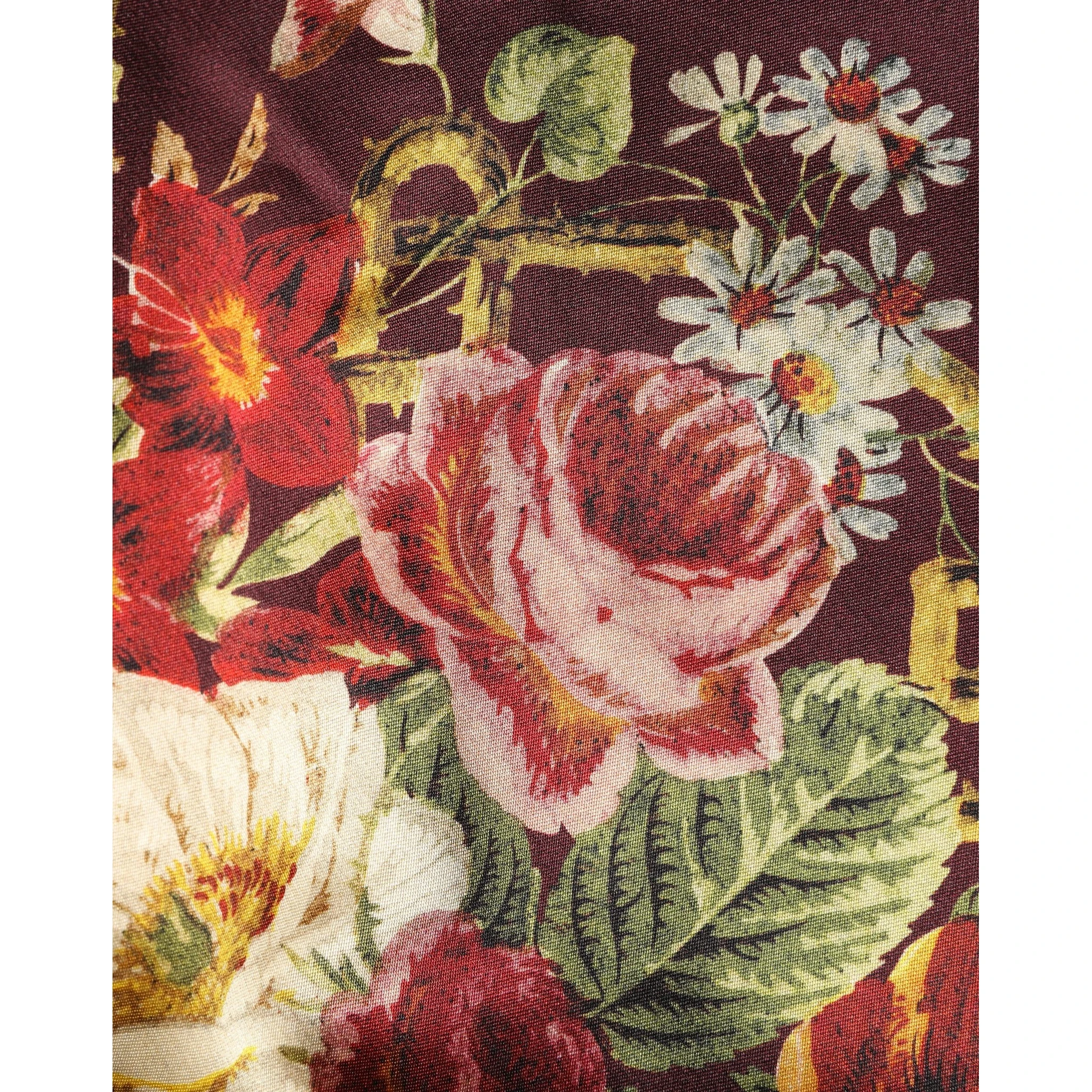 Burgundy Floral HighWaist A-line Mini Skirt